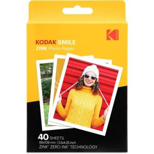 imageKodak 35x425 inch Premium Zink Print Photo Paper 40 Sheets Compatible with Kodak Smile Classic Instant Camera40 Pack