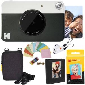 imageKodak Printomatic Instant Camera Bundle Blue Zink Paper 20 Sheets  Case  Photo Album  Hanging FramesBlack