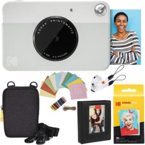 imageKodak Printomatic Instant Camera Bundle Blue Zink Paper 20 Sheets  Case  Photo Album  Hanging FramesGrey