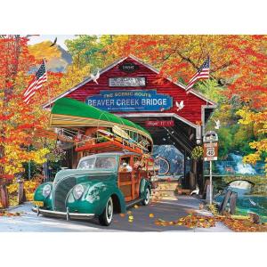 imageRoseArt  Kodak Premium Cork  Covered Bridge  1000 Piece Jigsaw Puzzle for AdultsCovered Bridge