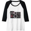 imageKODAK INSTAMATIC Camera Design Raglan Baseball TeeBlackWhite