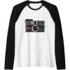 imageKODAK INSTAMATIC Camera Design Raglan Baseball TeeBlackWhite