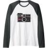 imageKODAK INSTAMATIC Camera Design Raglan Baseball TeeDark Heather GreyWhite