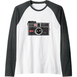 imageKODAK INSTAMATIC Camera Design Raglan Baseball TeeDark Heather GreyWhite