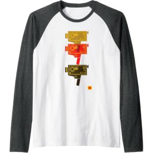 imageKODAK M7 Movie Camera Art Raglan Baseball TeeDark Heather GreyWhite