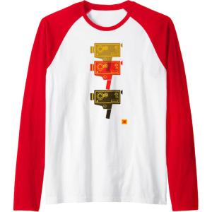 imageKODAK M7 Movie Camera Art Raglan Baseball TeeRedWhite