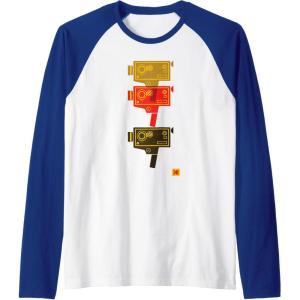 imageKODAK M7 Movie Camera Art Raglan Baseball TeeRoyal BlueWhite