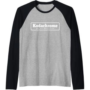 imageKodachrome Logo  White Raglan Baseball TeeBlackAthletic Heather
