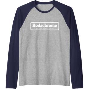 imageKodachrome Logo  White Raglan Baseball TeeNavy BlueAthletic Heather