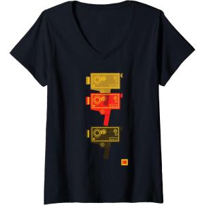 imageWomens KODAK M7 Movie Camera Art VNeck TShirtBlack
