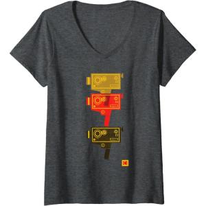 imageWomens KODAK M7 Movie Camera Art VNeck TShirtDark Heather Grey