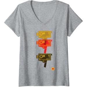 imageWomens KODAK M7 Movie Camera Art VNeck TShirtHeather Grey