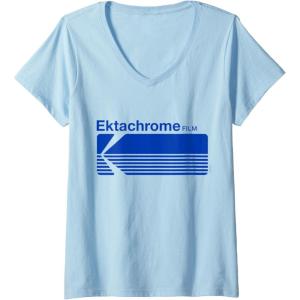imageWomens Ektachrome Film Vintage Logo VNeck TShirtBaby Blue