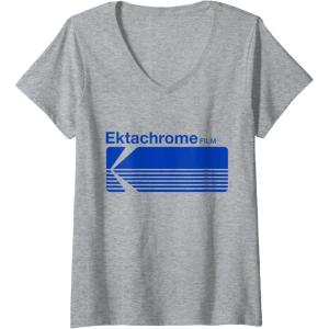 imageWomens Ektachrome Film Vintage Logo VNeck TShirtHeather Grey