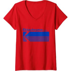 imageWomens Ektachrome Film Vintage Logo VNeck TShirtRed