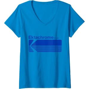 imageWomens Ektachrome Film Vintage Logo VNeck TShirtSapphire Blue