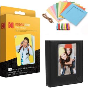 imageKODAK 2quotx3quot Premium Zink Photo Paper 50 Sheets  Colorful Square Hanging Photo Frames  Photo Album Compatible PrintomaticBundle wFrame and Album