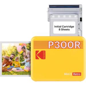 imageKODAK Mini 3 Retro 4PASS Portable Photo Printer 3x3 inches  8 Sheets YellowYellow