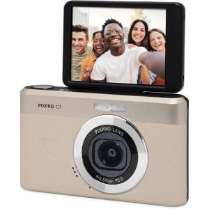 imageKODAK PIXPRO C1 Friendly Zoom Digital Camera  13MP Compact Point and Shoot with 28 180 Tilt LCD Flip Screen Retro Vintage Design with 4X Zoom and 1080P Full HD Video for Travel Vlogging BrownTan