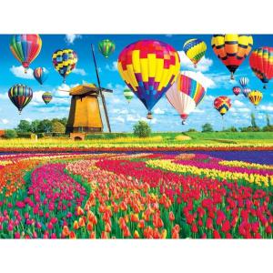 imageKodak 550 Piece  Balloons Over a Tulip Field and Windmill