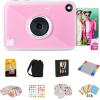 imageKodak Printomatic Instant Print Digital Camera Pink 10MP Portable Camera with Interactive RGB LED Status Indicator Prints FullColor Photos on Zink 2x3 StickyBacked Photo Paper  Easy amp FunPink