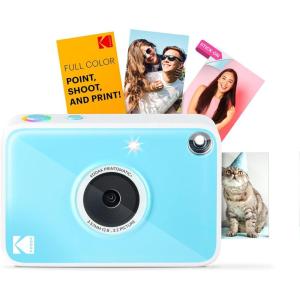 imageKodak Printomatic Instant Print Digital Camera Pink 10MP Portable Camera with Interactive RGB LED Status Indicator Prints FullColor Photos on Zink 2x3 StickyBacked Photo Paper  Easy amp FunBlue