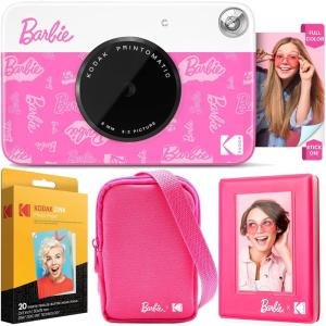 imageKodak x Barbie Printomatic FullColor Instant Print Digital Camera Barbie Starter Bundle Signature Style Barbie Deluxe Camera Case  Zink Paper 20 SheetsSignature Style
