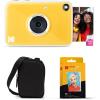 imageKodak Printomatic Instant Print Digital Camera Starter Bundle  Carrying Case  Zink 20pk StickyBack Photo Paper  10MP FullColor Photos GB LED Status Indicator  Yellow