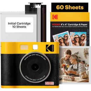 imageKODAK Mini Shot 4 ERA 4PASS 2in1 Instant Camera and Photo Printer 4x4 Black Camera  10 SheetsYellow